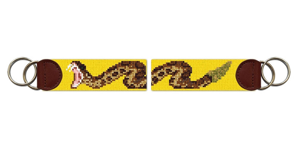 Rattlesnake Yellow Needlepoint Key Fob