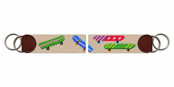 Skateboard Needlepoint Key Fob