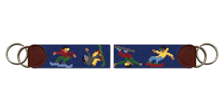 Snowboarding Needlepoint Key Fob