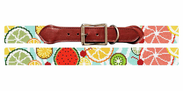 Summer Fruit Needlepoint Dog Collar