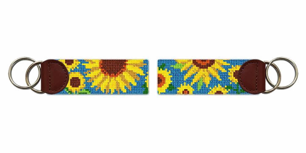 Summer Sunflower Needlepoint Key Fob