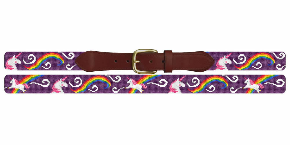 Unicorn Journey Purple Needlepoint Belt