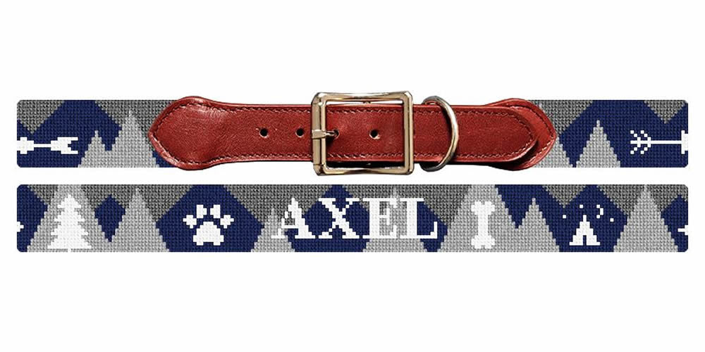 Woodland Axel Needlepoint Dog Collar