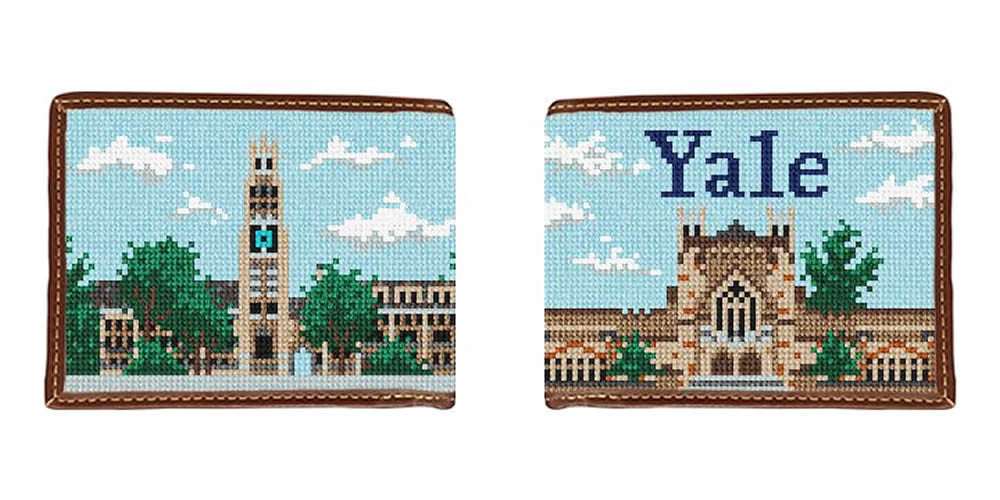 Yale Campus Needlepoint Wallet