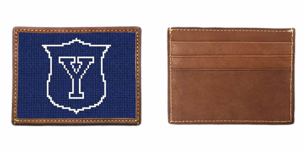 Yale Crest Needlepoint Card Wallet