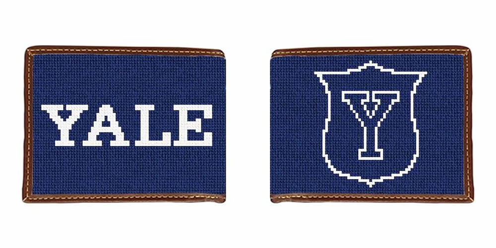 Yale Crest Needlepoint Wallet